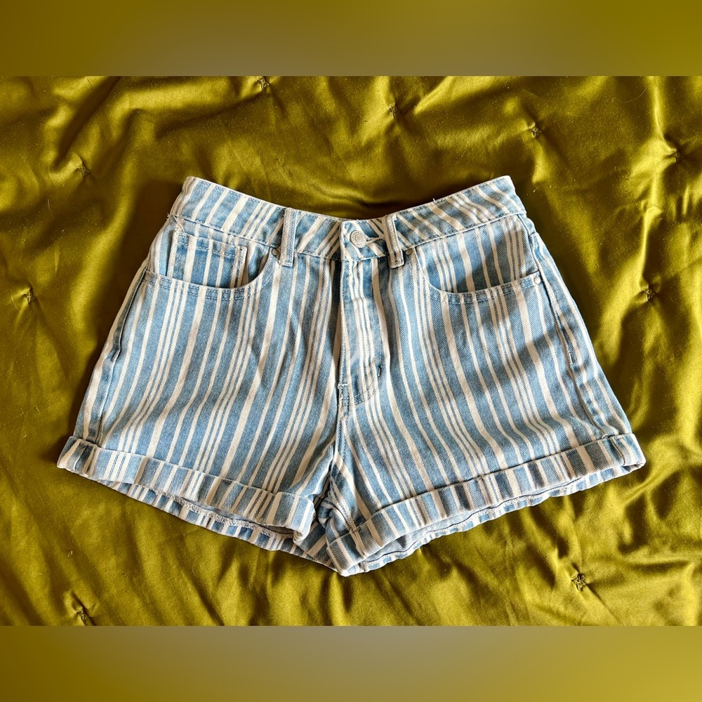 Pacsun Striped High Rise Denim Shorts Size 24